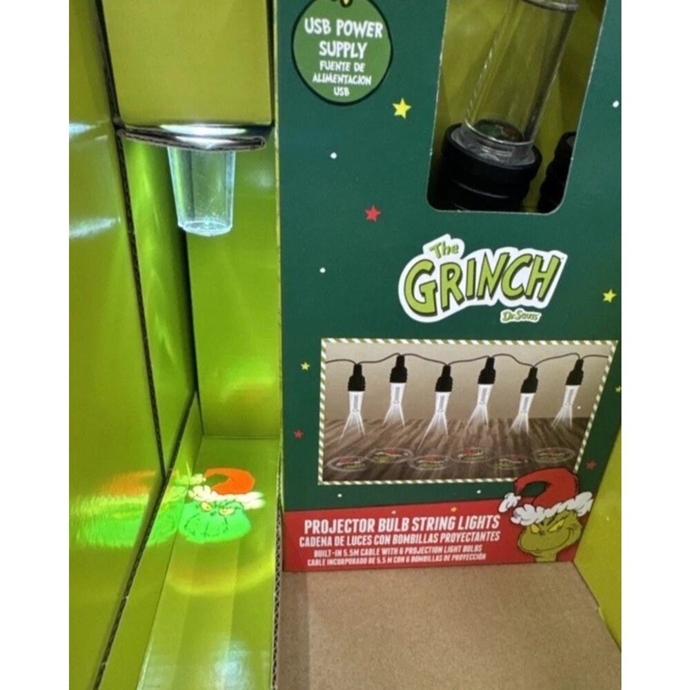 The Grinch Projector Bulb String Lights built-in 5.5M Cable USB Power Supply
